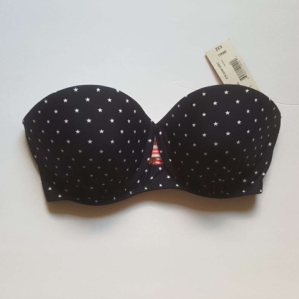 ARIZONA Swimsuit Bikini Top Strapless Stars Underwire New Womens Size Small‎